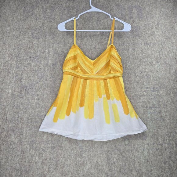 Vera Womens Yellow & White Striped Multicolor Spaghetti Strap Summer Top Medium - Picture 1 of 9